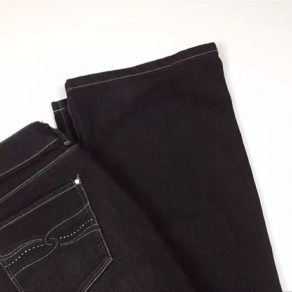 WHBM Size 4R Contour Flare Leg Black Wash Denim Jeans Embellished Bling Pockets - Picture 8 of 9